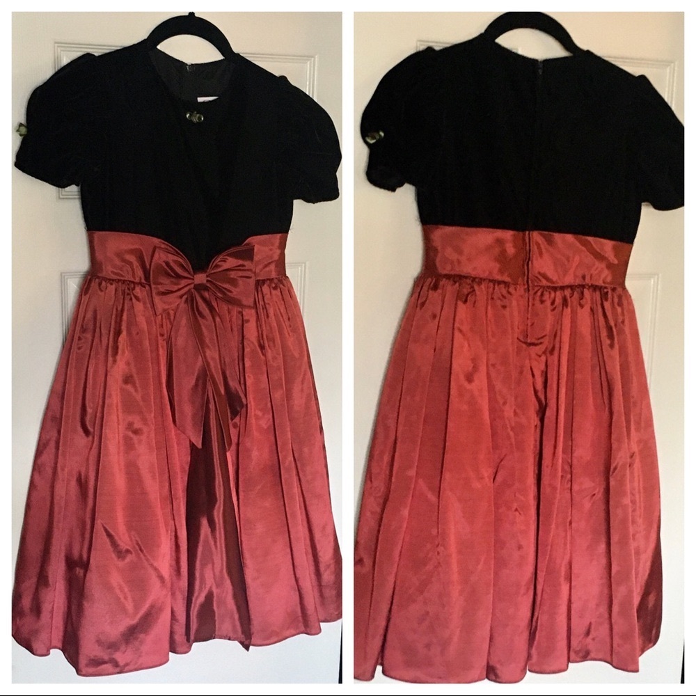 ‘Little Miss’ Taffeta & Velvet Dress
